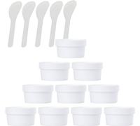 YTBHSHXZ 12 PC Empty 50ml Pink Facial Mask Wide Mouth Plastic Jars, 50g Leakproof Cosmetic Pot Container with Lids with 6 PC Spatula