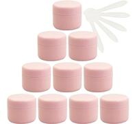 YTBHSHXZ 12 PC Empty 50ml Pink Plastic Cosmetic Jars with Screw Lid, 50g Small Pot with Inner Linner for Cosmetic Travel Gel Lip Balm + 5X Spatula(Roze,30ml)