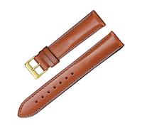 YTBHSHXZ 12mm-22mm Colorful Skin Friendly Plain Weave Thin Genuine Leather Watchband Replacement Women Watch Strap(Brown Type 3)