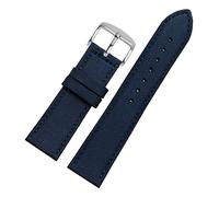 YTBHSHXZ 18-24mm Nylon Genuine Leather Splicing Waterproof Watchband Bracelet Sweat Absort Watch Strap Replacement(Blue Silvery Buckle)
