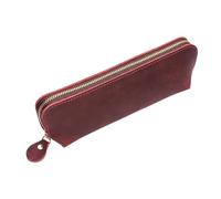 YTBHSHXZ, 2pcs Leather Pencil Bag Zipper Pouch Handmade Creative School Stationary Products for Schools(Red)
