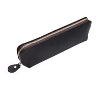 YTBHSHXZ, 2pcs Leather Pencil Bag Zipper Pouch Handmade Creative School Stationary Products for Schools(Black)