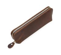 YTBHSHXZ, 2pcs Leather Pencil Bag Zipper Pouch Handmade Creative School Stationary Products for Schools(Bruin)