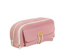 YTBHSHXZ, 2pcs Pencil Cases Solid Color Canvas Pencil Cases Student Teacher Stationery Bag Pencil Case for Schools(Roze)