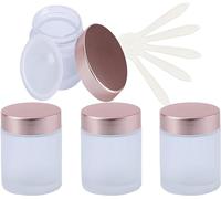 YTBHSHXZ 4 Pack 15ml Empty Face Cream Storage Containers Pots with Rose Lid, Frosted Glass Cosmetic Jars