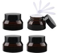 YTBHSHXZ 4 Pack 50 ml Empty Green Glass Cosmetic Jars, Face Cream Storage Containers Pots with Black Lid & Inner Liners DIY