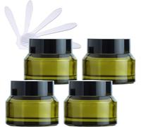 YTBHSHXZ 4 Pack 50 ml Empty Green Glass Cosmetic Jars, Face Cream Storage Containers Pots with Black Lid & Inner Liners DIY