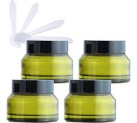 YTBHSHXZ 4 Pack 50 ml Empty Green Glass Cosmetic Jars, Face Cream Storage Containers Pots with Black Lid & Inner Liners DIY