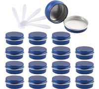YTBHSHXZ 48 PC 10ml Blue Empty Round Aluminium Tins with Screw Lids Storage Jars Cosmetics Containers Pots with 6 Spatula(Blu,10ml)