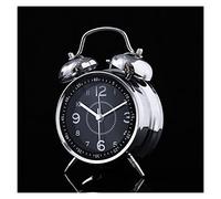 YTBHSHXZ 4in Loud Volume Metal Bedside Clock with Night Light,for Office Table Bedroom Nightstand(Black)