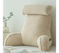 YTBHSHXZ Backrest Pillows For Bed With Arms,With Pockets And Neck Pillow,ideal For Sitting,Reading Or Playing(Champagne Color)