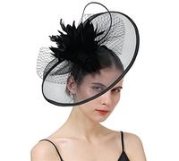 YTBHSHXZ， Bride Veils Fascinators Wedding Women Headwear Hair Clip Feather Flower Hair Accessories(Black)