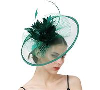YTBHSHXZ, Bride Veils Fascinators Wedding Women Headwear Hair Clip Feather Flower Hair Accessories(Dark GN)