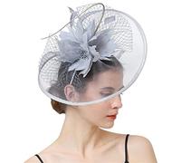 YTBHSHXZ， Bride Veils Fascinators Wedding Women Headwear Hair Clip Feather Flower Hair Accessories(Gray)