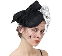 YTBHSHXZ, Bride Wedding Headwear Headpiece Hair Clip Cocktail Fascinator Hat For Women Hair Accessories Veil(Black)
