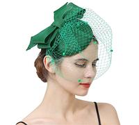 YTBHSHXZ, Bride Wedding Headwear Headpiece Hair Clip Cocktail Fascinator Hat For Women Hair Accessories Veil(GN)