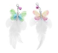 YTBHSHXZ cat teaser, 2pcs Refill Interactive Plume Toy Butterfly Kitten Catnip