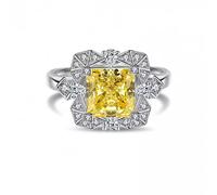 YTBHSHXZ diamond ring， 8MM Yellow High Carbon Diamond Ring Adjustable Size S925 Jewelry Wedding Birthday Woman Gift