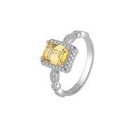 YTBHSHXZ diamond ring， 925 6 * 8mm Emerald Ruby Yellow Carbon Diamond Rings For Women Sparkling Wedding Jewelry Gift(5)