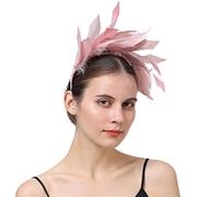 YTBHSHXZ, Fancy Feathers Wedding Bride Headwear Race Party Women Hair Accessories Cocktail Fascinator(Peach)