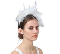 YTBHSHXZ， Fancy Feathers Wedding Bride Headwear Race Party Women Hair Accessories Cocktail Fascinator(White)