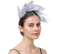 YTBHSHXZ, Fancy Feathers Wedding Bride Headwear Race Party Women Hair Accessories Cocktail Fascinator(Grey)