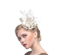 YTBHSHXZ， Fascinator Feather Headdress Party Hats Wedding Accessories Bride Hats Cocktail Tea Party Headwear(Ivory)