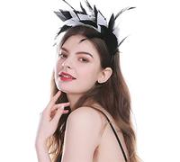 YTBHSHXZ， Fascinator Feathers Headband Solid Bridal Hair Accessories Feather Cocktail Hair Band Headwear(MULTI)