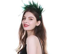 YTBHSHXZ， Fascinator Feathers Headband Solid Bridal Hair Accessories Feather Cocktail Hair Band Headwear(GN)