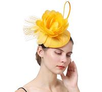 YTBHSHXZ, Fascinator Hats Headband Womens Feather Flower Brides Hair Accessories Wedding Party Headpiece(Yellow)