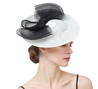 YTBHSHXZ， Fascinator Wedding Hat Bow Hair Clip Women Tea Party Hat Headband Cocktail Hair Accessories(Ivory black)