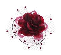 YTBHSHXZ, Fascinators Hat Clips Women Hair Accessories Veil With Cap Clips Hairpins Cocktail Party Headwear(Wine)