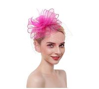 YTBHSHXZ, Fascinators Hat Women Flower Mesh Ribbons Feathers Headband Hair Clip Cocktail Tea Party Headwear(Pink)