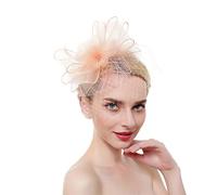 YTBHSHXZ, Fascinators Hat Women Flower Mesh Ribbons Feathers Headband Hair Clip Cocktail Tea Party Headwear(Rose Gold)