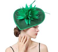 YTBHSHXZ， Fascinators Hat Women Wedding Headpiece With Hair Clip Ladies Party Feathers Hair Accessories(GN)
