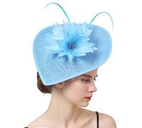 YTBHSHXZ， Fascinators Hat Women Wedding Headpiece With Hair Clip Ladies Party Feathers Hair Accessories(Light blue)