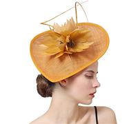 YTBHSHXZ， Fascinators Hat Women Wedding Headpiece With Hair Clip Ladies Party Feathers Hair Accessories(Gold)