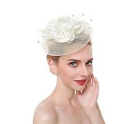 YTBHSHXZ， Feather Fascinator Headband Hair Clips Cocktail Solid Mesh For Women Hairpins Hair Ribbon Headwear(Light Yellow)