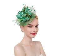 YTBHSHXZ， Feather Fascinator Headband Hair Clips Cocktail Solid Mesh For Women Hairpins Hair Ribbon Headwear(GN)