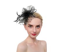 YTBHSHXZ， Feather Fascinators On Headband For Women Ladies Hair Clip Mesh Tea Party Cocktail Hair Accessories(Black)