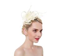 YTBHSHXZ, Flower Solid Fascinators On Headband Hairpins For Women Feather Party Wedding Hair Clips(Beige)