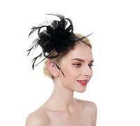 YTBHSHXZ, Flower Solid Fascinators On Headband Hairpins For Women Feather Party Wedding Hair Clips(Black)