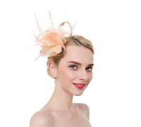 YTBHSHXZ, Flower Solid Fascinators On Headband Hairpins For Women Feather Party Wedding Hair Clips(Champagne)