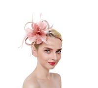 YTBHSHXZ, Flower Solid Fascinators On Headband Hairpins For Women Feather Party Wedding Hair Clips(Light Red)