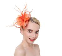 YTBHSHXZ, Flower Solid Fascinators On Headband Hairpins For Women Feather Party Wedding Hair Clips(Orange)