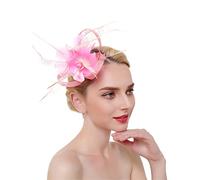 YTBHSHXZ， Flower Solid Fascinators On Headband Hairpins For Women Feather Party Wedding Hair Clips(Pink)