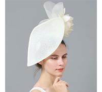 YTBHSHXZ， Lady Fascinators Hat Headband Hair Clip Cocktail Tea Party With Veil Feather Headwear(Beige)