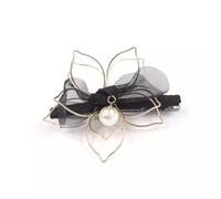 YTBHSHXZ， Lady's Side Clip Women Organza Flower Hair Clips Side Hair Cards(Black)