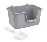 YTBHSHXZ large cat litter trays, Cat Litter Basin Open Top Pet Litter Tray Bedpan Portable Kitten Potty Toilet Anti Splashing Cat Litter Tray with High Side, Large(Gray,XL)