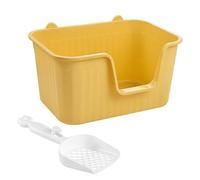 YTBHSHXZ large cat litter trays, Cat Litter Basin Open Top Pet Litter Tray Bedpan Portable Kitten Potty Toilet Anti Splashing Cat Litter Tray with High Side, Large(Yellow,XL)